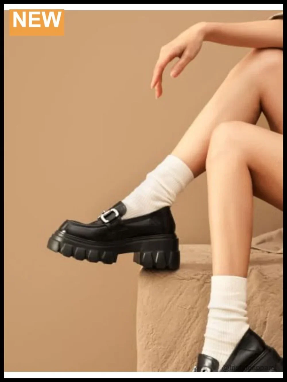 Genuine Calfskin Chunky Platform Loafers Women Non-Slip Business Casual